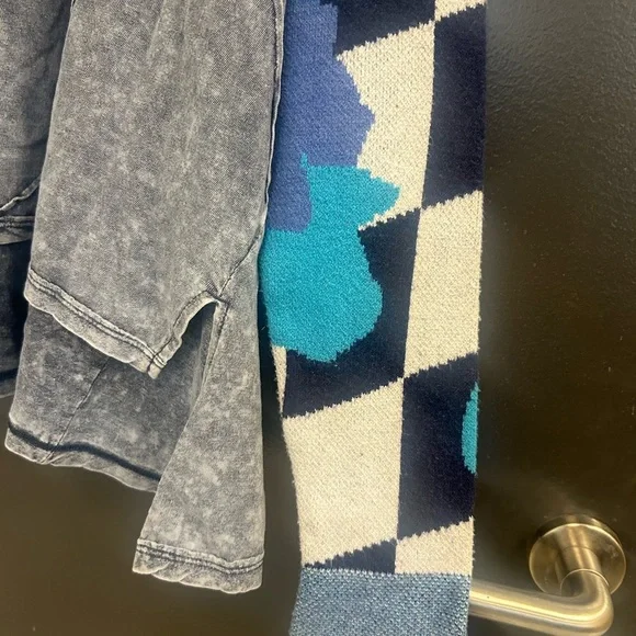 We The Free Gray and Blue Patchwork Top - Picture 6 of 15